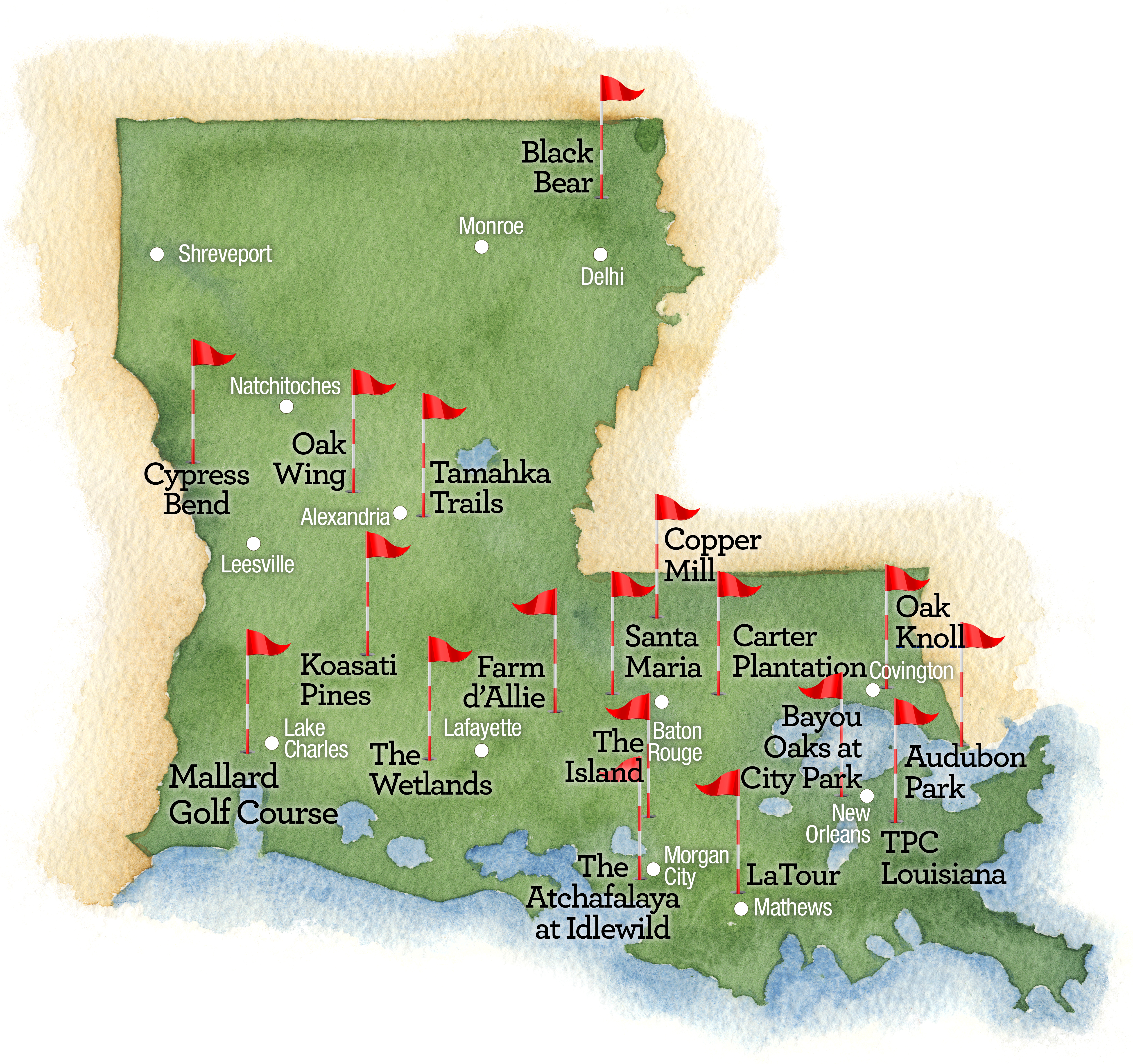Audubon Golf Trail Map Graphic