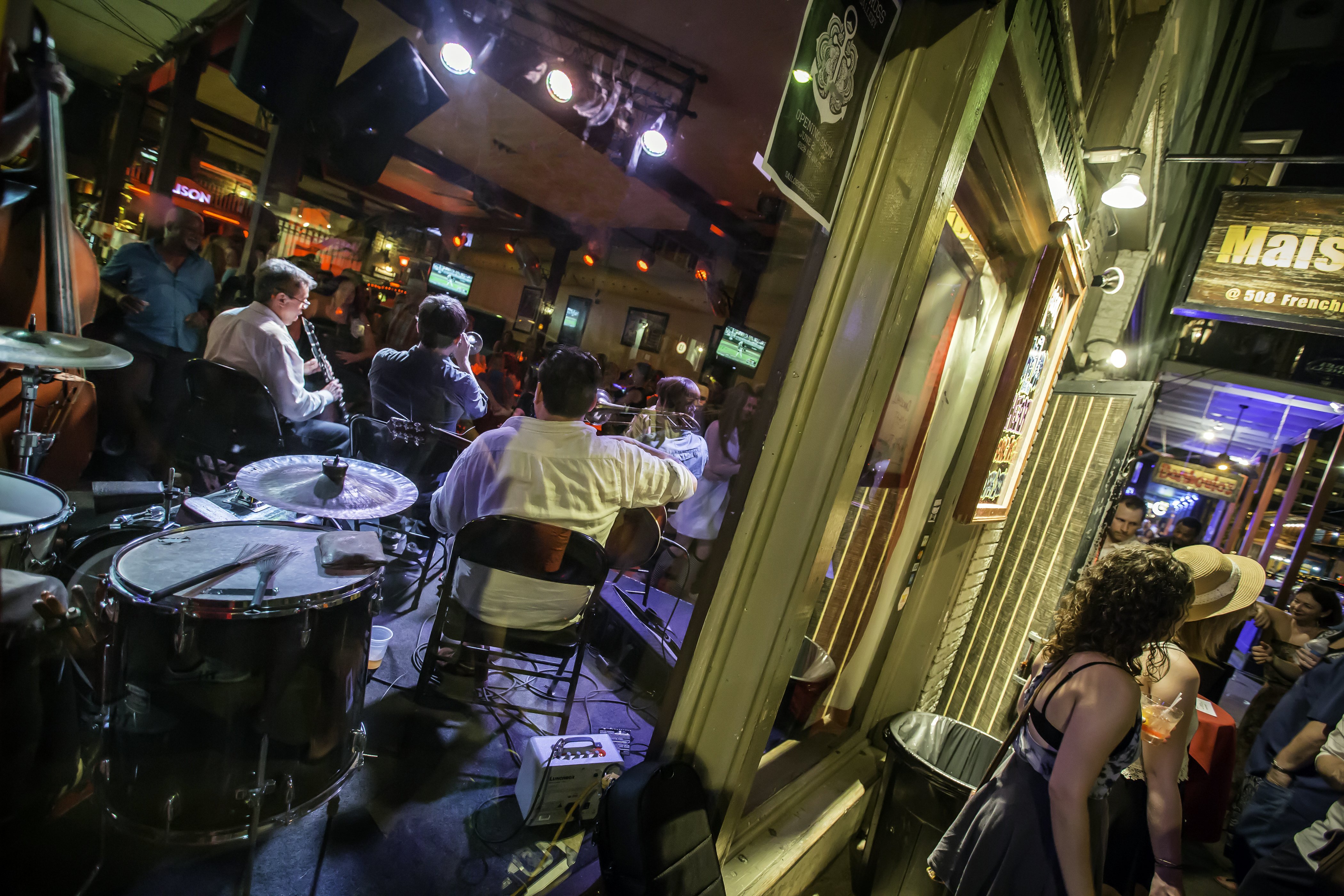 Picture conveying the sounds and energy of Frenchmen Street in New Orleans.